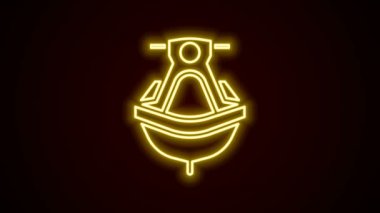 Parlayan neon hattı Jet ski simgesi siyah arkaplanda izole edildi. Su motoru. Olağanüstü bir spor. 4K Video hareketli grafik canlandırması
