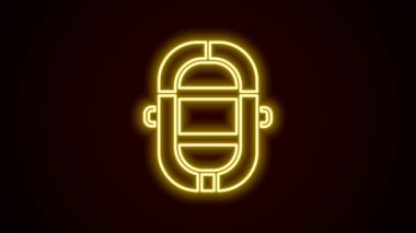 Parlayan neon hattı Rafting botu simgesi siyah arkaplanda izole edildi. Şişme bot. Su sporları, ekstrem sporlar, tatil, tatil. 4K Video hareketli grafik canlandırması