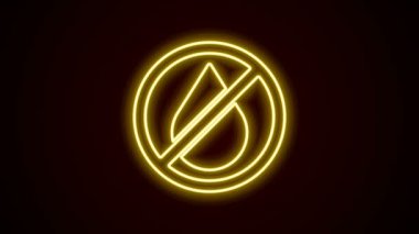 Parlayan neon hattı. Siyah zemin üzerinde izole edilmiş yasak ikon. Su işareti yok. 4K Video hareketli grafik canlandırması