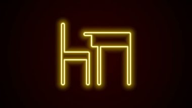 Parlayan neon çizgili okul masası ve siyah arka planda izole edilmiş sınıf ikonu başkanı. Okul masası. 4K Video hareketli grafik canlandırması