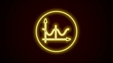 Parlak neon çizgisi Grafik, çizelge, grafik, diyagram, bilgi grafiği, turta grafik simgesi siyah arkaplanda izole edildi. 4K Video hareketli grafik canlandırması
