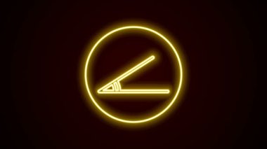 Parlak neon hattı 45 derecelik akut açı siyah arkaplanda izole edilmiş. 4K Video hareketli grafik canlandırması