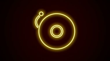 Parlayan neon hattı alarm zili simgesi siyah arkaplanda izole edildi. Alarm sembolü, servis zili, el zili işareti, uyarı sembolü. 4K Video hareketli grafik canlandırması
