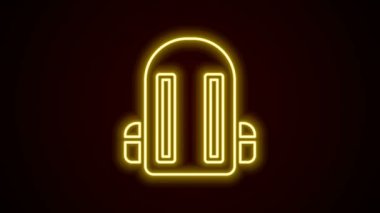 Parlayan neon çizgisi okul sırt çantası simgesi siyah arkaplanda izole edildi. 4K Video hareketli grafik canlandırması