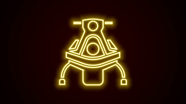 Linea neon luminosa Icona motoslitta isolata su sfondo nero. Segno motoslitta. Sport estremi. Animazione grafica 4K Video motion — Video Stock