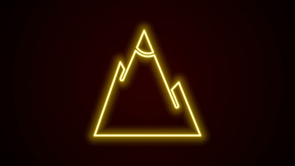 Leuchtende Leuchtschrift Mountains Symbol isoliert auf schwarzem Hintergrund. Symbol für Sieg oder Erfolg. 4K Video Motion Grafik Animation — Stockvideo