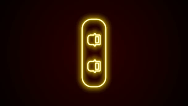 Leuchtendes Neon Line Snowboard Icon isoliert auf schwarzem Hintergrund. Snowboard-Ikone. Extremsport. Sportgeräte. 4K Video Motion Grafik Animation — Stockvideo