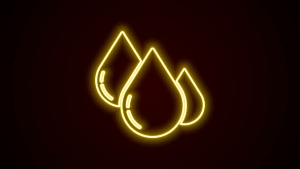 Žhnoucí neonová čára Ikona kapky vody izolované na černém pozadí. Grafická animace pohybu videa 4K — Stock video