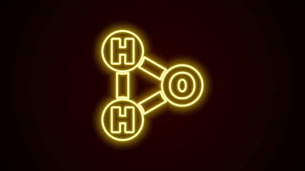 Glowing neon line Formula kimia untuk air tetes Ikon berbentuk H2O diisolasi pada latar belakang hitam. Animasi grafis gerak Video 4K — Stok Video