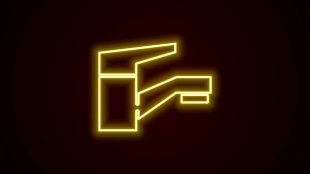 Glowing neon line Water tap icon isolated on black background. 4K Video motion graphic animation — Stock Video