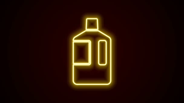 Glowing neon line Big bottle with clean water icon isolated on black background. Plastic container for the cooler. 4K Video motion graphic animation — Stock Video