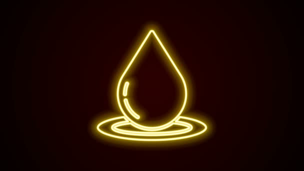 Świecąca neonowa linia Ikona kropli wody odizolowana na czarnym tle. 4K Animacja graficzna ruchu wideo — Wideo stockowe