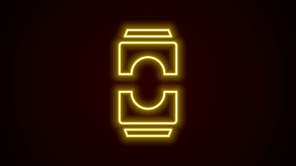 发亮的霓虹灯线啤酒可以图标隔离在黑色背景.4K视频运动图形动画 — 图库视频影像