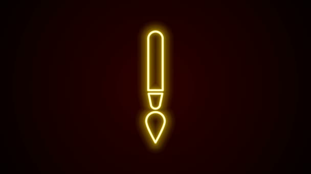 Linea neon incandescente Icona pennello isolato su sfondo nero. Animazione grafica 4K Video motion — Video Stock