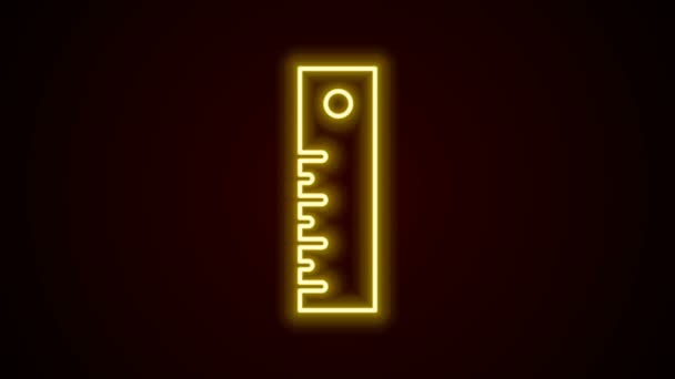 Glowing neon line Ruler icon isolated on black background. Straightedge symbol. 4K Video motion graphic animation — Stock Video