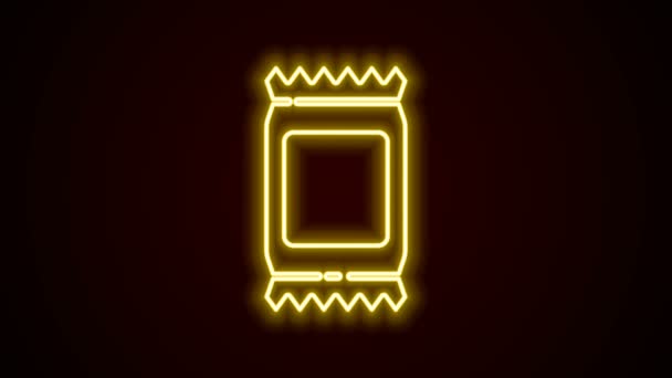Świecąca neonowa ikona torby nawozowej izolowana na czarnym tle. 4K Animacja graficzna ruchu wideo — Wideo stockowe
