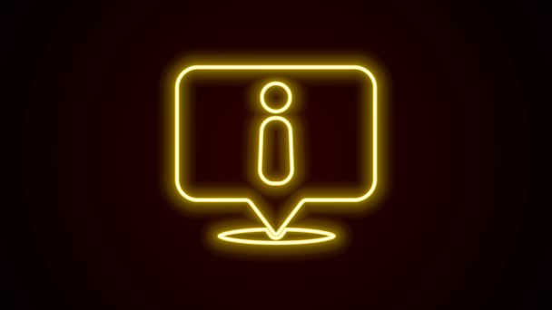 Zářící neonová čára Ikona informací izolovaná na černém pozadí. Grafická animace pohybu videa 4K — Stock video