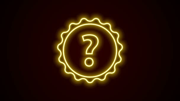 Glowing neon line Question mark icon isolated on black background. FAQ sign. Copy files, chat speech bubble and chart. 4K Video motion graphic animation — Stock Video