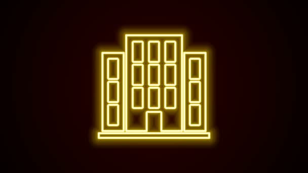 Glödande neon line hus ikon isolerad på svart bakgrund. Hemsymbol. 4K Video motion grafisk animation — Stockvideo
