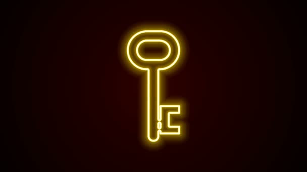 Glowing neon line House key icon isolated on black background. 4K Video motion graphic animation — Stock Footage Glowing neon line House key icon isolated on black background. 4K Video motion graphic animation Stock Footage