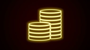 Parlayan neon hattı para simgesi siyah arkaplanda izole edildi. Bankacılık işareti. Para sembolü. 4K Video hareketli grafik canlandırması