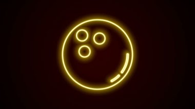 Parlayan neon hattı bowling topu simgesi siyah arkaplanda izole edildi. Spor malzemeleri. 4K Video hareketli grafik canlandırması