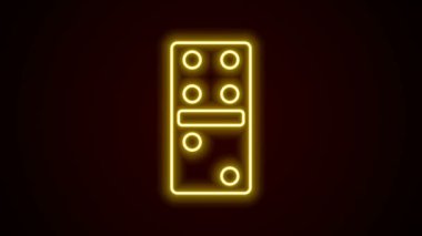 Parlayan neon hattı Domino simgesi siyah arkaplanda izole edildi. 4K Video hareketli grafik canlandırması