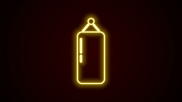 Glödande neon line Punching bag ikon isolerad på svart bakgrund. 4K Video motion grafisk animation — Stockvideo