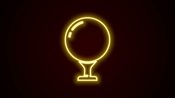 Glowing neon line Golf ball on tee icon isolated on black background. 4K Video motion graphic animation — Stock Video