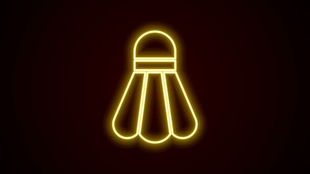 Glowing neon line Badminton shuttlecock icon isolated on black background. Sport equipment. 4K Video motion graphic animation — Stock Video