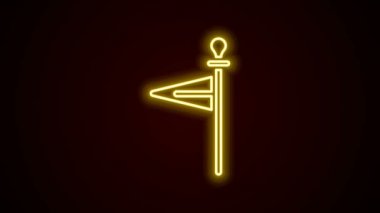Parlayan neon hattı Ortaçağ bayrağı simgesi siyah arkaplanda izole edildi. Bir kral ya da kraliçe tarafından yönetilen ülke, devlet ya da bölge. 4K Video hareketli grafik canlandırması