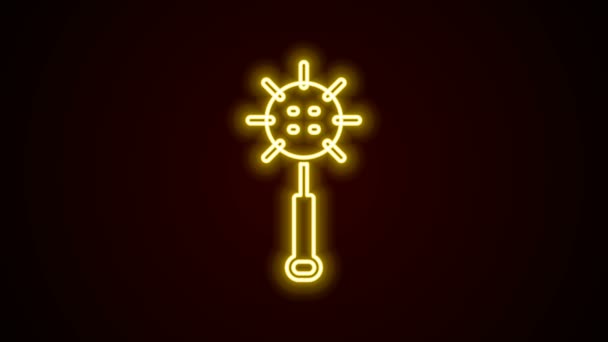 Glowing neon line Medieval chained mace ball icon isolated on black background. Medieval weapon. 4K Video motion graphic animation — Stock Video