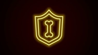 Parlayan neon hattı Hayvan Sağlık Sigortası ikonu siyah arka planda izole edildi. Hayvan koruma konsepti. 4K Video hareketli grafik canlandırması