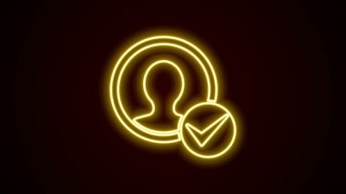 Parlayan neon hattı Siyah arkaplanda izole edilmiş hesap ekranı simgesi oluştur. 4K Video hareketli grafik canlandırması