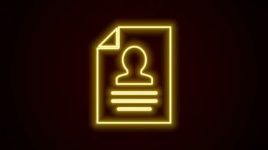 Parlayan neon hattı simgesi siyah arkaplanda izole edildi. Özgeçmiş başvurusu. Profesyonel personel aranıyor. Personel analizi devam ediyor. 4K Video hareketli grafik canlandırması