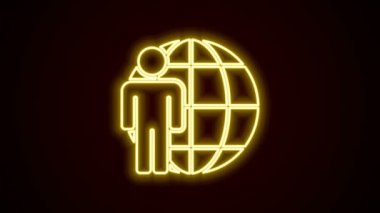 Parlayan neon hattı kafa avlama ikonu siyah arka planda izole edildi. İş hedefi ya da İstihdam tabelası. İş için insan kaynakları ve adam toplama. 4K Video hareketli grafik canlandırması