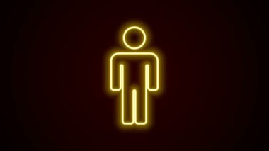 Parlayan neon çizgisi İnsan simgesi kullanıcısı siyah arkaplanda izole edildi. İş simgesi kullanıcı profili simgesi simgesi. Erkek kullanıcı işareti. 4K Video hareketli grafik canlandırması
