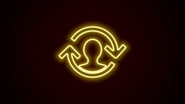 Parlayan neon hattı insan kaynakları simgesi siyah arkaplanda izole edildi. İnsan kaynakları yönetimi kavramı, profesyonel personel araştırması, baş avcı işi. 4K Video hareketli grafik canlandırması