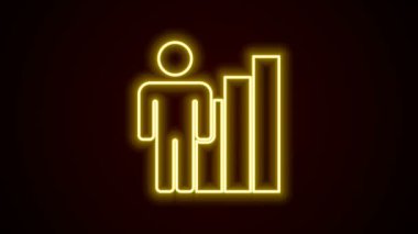 Parlayan neon hattı Üretici insan ikonu siyah arka planda izole edildi. Fikir çalışması, başarı, üretkenlik, vizyon ve verimlilik kavramı. 4K Video hareketli grafik canlandırması