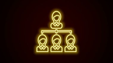 Parlayan neon hattı İş hiyerarşisi organogram grafik bilgi simgesi siyah arkaplanda izole edildi. Kurumsal yapı grafik elementleri. 4K Video hareketli grafik canlandırması