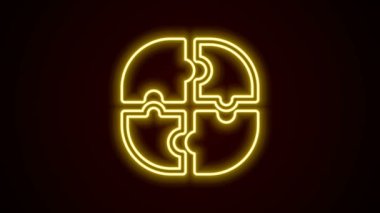 Parlayan neon çizgisi yapboz parçası siyah arkaplanda izole edildi. İş, pazarlama, finans, şablon, düzen, bilgi grafikleri, internet konsepti. 4K Video hareketli grafik canlandırması