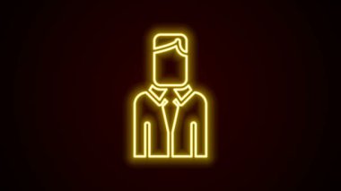 Parlayan neon hattı İşçi simgesi siyah arkaplanda izole edildi. İş simgesi kullanıcı profili simgesi simgesi. Erkek kullanıcı işareti. 4K Video hareketli grafik canlandırması