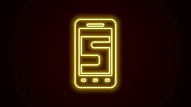 Parlayan neon hattı. Siyah arkaplanda izole edilmiş telefon simgesindeki yeni sohbet mesajları bildirimi. Smartphone sohbet mesajları konuşma baloncukları. 4K Video hareketli grafik canlandırması