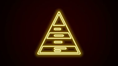 Parlayan neon hattı İş Piramidi grafikleri bilgi simgesi siyah arkaplanda izole edildi. Piramitsel aşamalar grafik elementleri. 4K Video hareketli grafik canlandırması