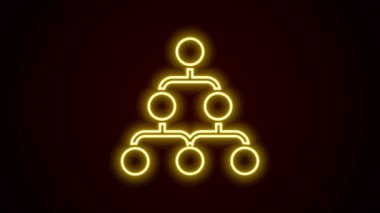 Parlayan neon hattı İş hiyerarşisi organogram grafik bilgi simgesi siyah arkaplanda izole edildi. Kurumsal yapı grafik elementleri. 4K Video hareketli grafik canlandırması