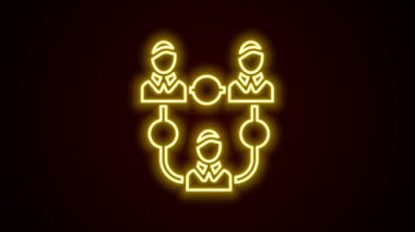 Parlayan neon hattı Proje taban simgesi siyah arkaplanda izole edildi. İş analizi ve planlama, danışmanlık, takım çalışması, proje yönetimi. 4K Video hareketli grafik canlandırması