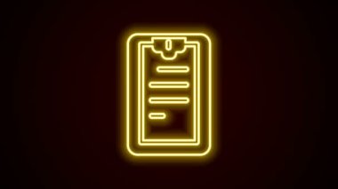Siyah arkaplanda izole edilmiş kontrol listesi simgesiyle parlayan neon çizgi panosu. Kontrol listesi sembolü. Anket anketi ya da anket geri bildirim formu. 4K Video hareketli grafik canlandırması