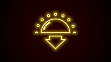 Parlayan neon hattı Sunset simgesi siyah arkaplanda izole edildi. 4K Video hareketli grafik canlandırması