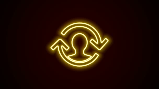 Leuchtende Leuchtschrift Human Resources Symbol isoliert auf schwarzem Hintergrund. Konzept des Personalmanagements, professionelle Personalforschung, Head-Hunter-Job. 4K Video Motion Grafik Animation — Stockvideo