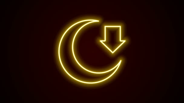 Glowing neon line Moon icon isolated on black background. 4K Video motion graphic animation — Stock Video